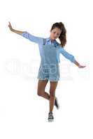 Teenage girl posing on white background