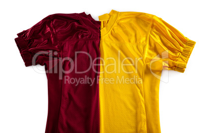 High angle view of red and yellow jersey