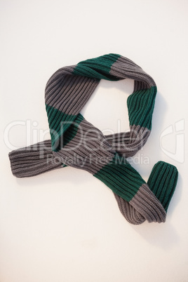 Overhead of wooly scarf