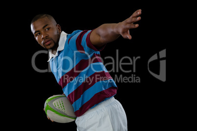 Sportsman gesturing while playing rugby