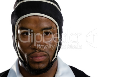 Close up portrait of male rugby player