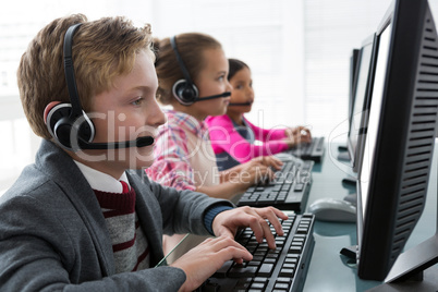 Kids as customer care executive working