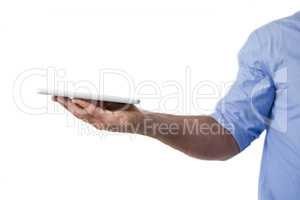 Man holding digital tablet