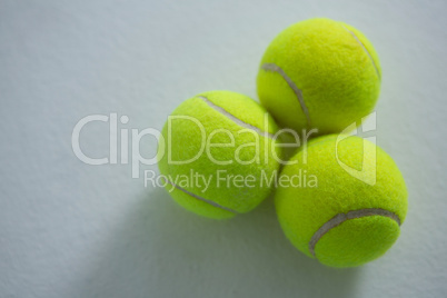 Overhead view of tennis balls
