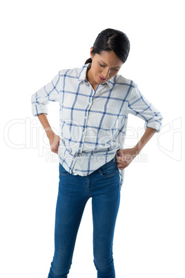 Female executive suffering from back pain