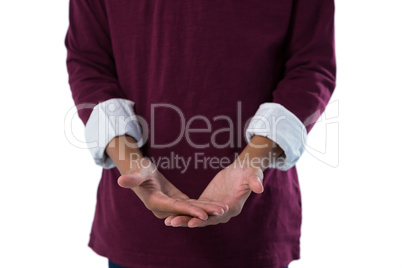Helpless teenage boy showing his hands