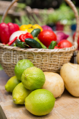 Various fresh vegetables arranged on table