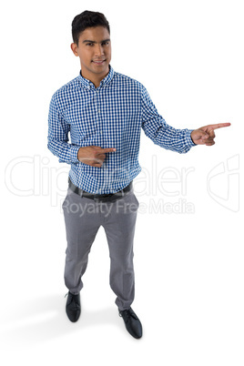 Man gesturing on white background