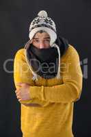 Portrait of man feeling cold