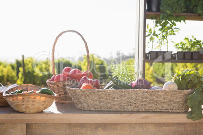 Various fresh vegetables on table