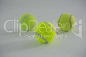 Close up of fluorescent tennis balls