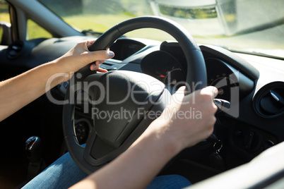 Woman driving a car