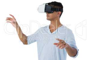 Man using virtual reality headset