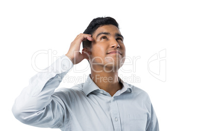 Thoughtful man on white background