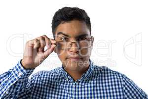 Man wearing spectacles on white background