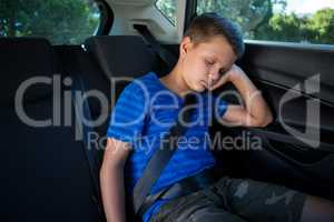 Teenage boy sleeping in the car