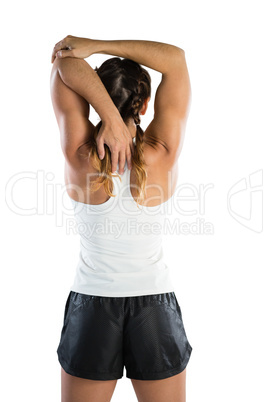 Rear view of female athlete exercising Rear view of female athlete exercising