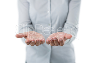 Female executive holding invisible object