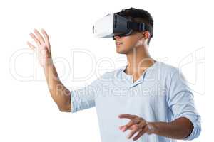 Man using virtual reality headset