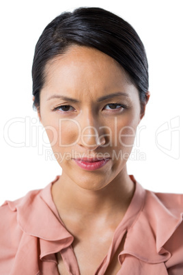 Confident female executive against white background Confident female executive against white background