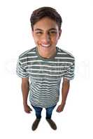 Teenage boy against white background