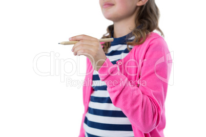 Girl writing on invisible screen