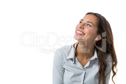 Female executive against white background