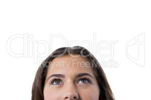 Woman against white background