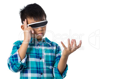 Boy using virtual reality glasses