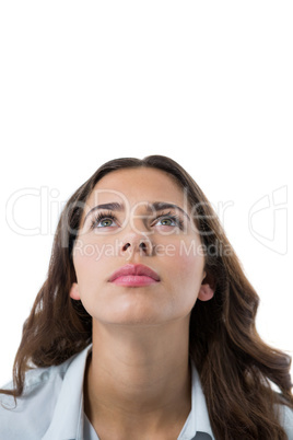 Female executive against white background