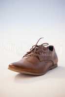 Brown shoe against white background