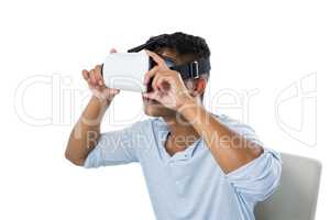 Man using virtual reality headset