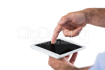 Man holding digital tablet