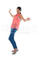 Woman posing on white background