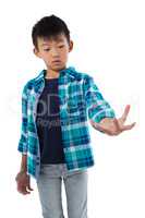 Boy pretending to hold invisible object