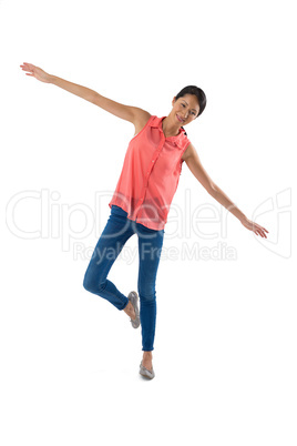 Woman posing on white background