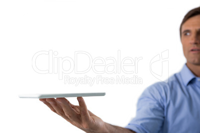 Man holding digital tablet