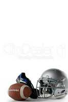 American football with sports helmet and shoe