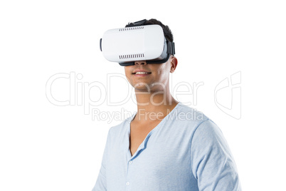 Man using virtual reality headset