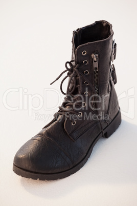 Black shoe against white background