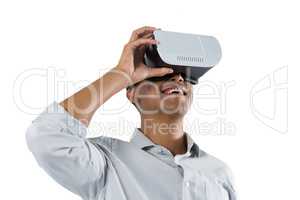 Man using virtual reality headset