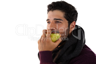 Close-up of man eating pears