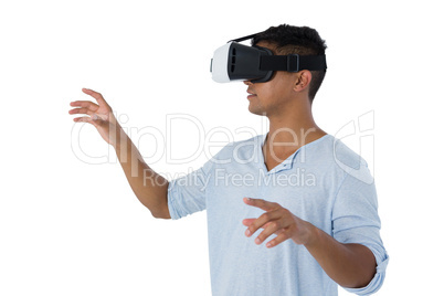 Man using virtual reality headset Man using virtual reality headset