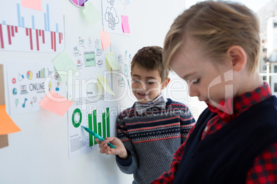 Kids as business executives discussing over whiteboard