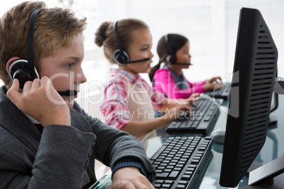 Kids as customer care executive working