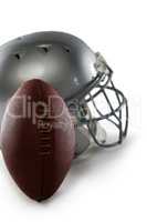 Close-up of football and sports helmet