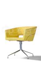 Yellow chair against white background
