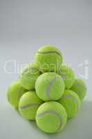 Heap of fluorescent yellow tennis balls
