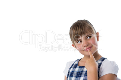 Thoughtful girl against white background