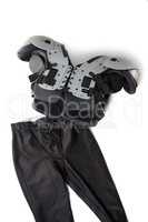 High angle view of chest protector with pant